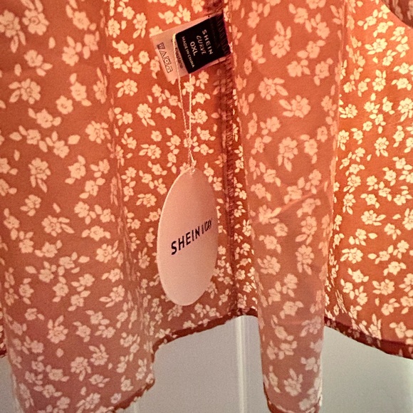 SHEIN Rust Floral A-Line Skirt - Picture 2 of 5